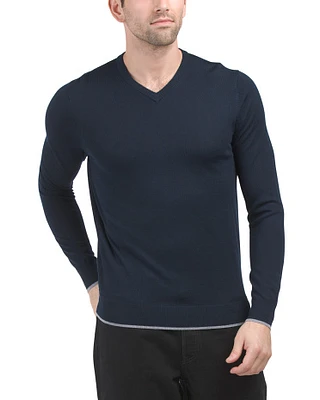 Merino Wool V-Neck Sweater For Men