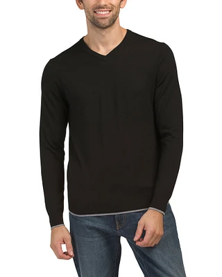 Merino Wool V-Neck Sweater For Men