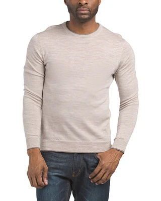 Merino Wool Contrast Crew Neck And Cuff Tipping Sweater For Men