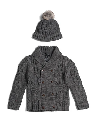 Boys Shawl Collar Cardigan With Hat