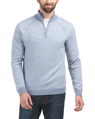 Birdseye Quarter Zip Cashmere Sweater For Men