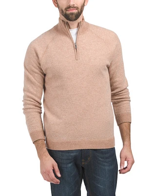 Birdseye Quarter Zip Cashmere Sweater For Men