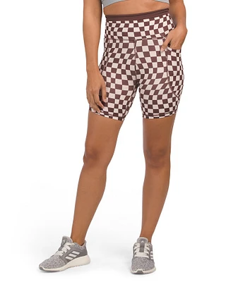 Checkered Print Bike Shorts For Women