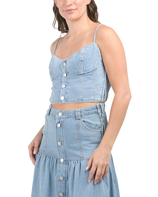 Denim Button Front Bustier Top For Women