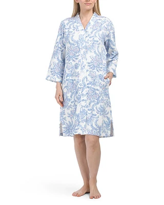 Snap Front Floral Robe For Women