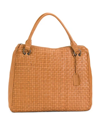 Leather Woven Tote