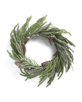 24In Pine Wreath With White Pearls