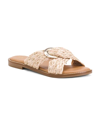 Raffia Criss Cross Sandals For Women