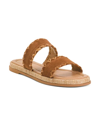 Suede Dual Band Heel Sandals For Women