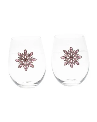 2Pk Jeweled Snowflake Stemless Glasses