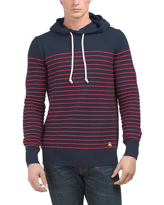 Stripe Cotton Hooded Sweater For Men