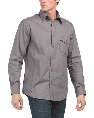 Solid Brushed Twill Shirt For Men