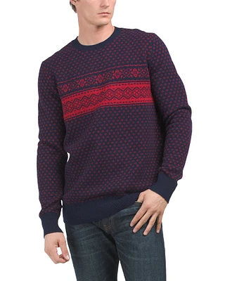 Merino Wool Blend Jacquard Fair Isle Sweater For Men