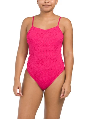 Lace Eyelet One-Piece Swimsuit For Women