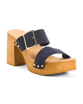 Suede Dual Band Heel Sandals For Women