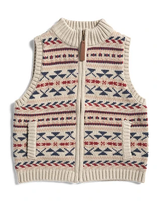 Toddler Boys Jacquard Zip Up Vest