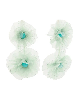 Seafoam Tulle Floral Earrings