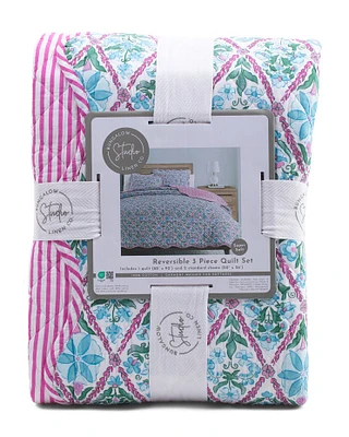 Diamond Blooms Cotton Quilt Set