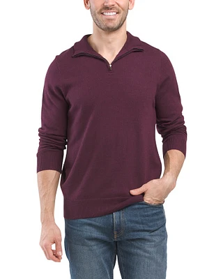 Extrafine Merino Wool Quarter Zip Sweater For Men