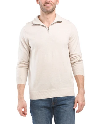 Extrafine Merino Wool Quarter Zip Sweater For Men