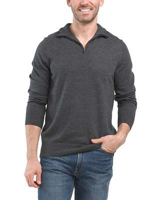 Extrafine Merino Wool Quarter Zip Sweater For Men