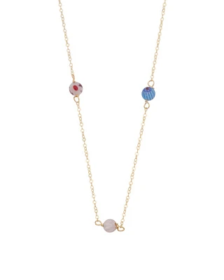 14K Gold Murano Glass Beads Necklace For Women