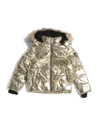 Girls Metallic Puffer Jacket