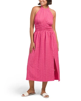 Sleeveless Halter Neck Textured Maxi Dress For Women
