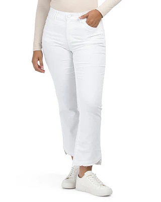 Ab Tech High Rise Cropped Itty Bitty Flare Jeans With Frayed Cuffs For Women