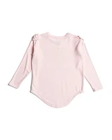 Girls Long Sleeve Shirt Tail Hem T-Shirt With Bows