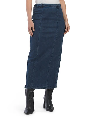 Stretch Denim Pencil Pull On Skirt For Women