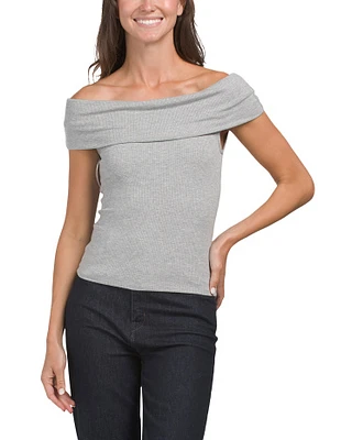 Ribbed Sleeve Off The Shoulder Top For Women