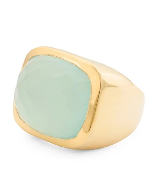 Sterling Silver Aqua Chalcedony Ring