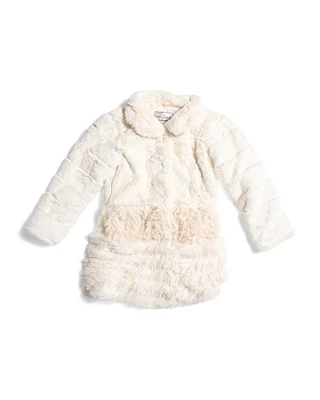 Girls Tiered Faux Fur Coat