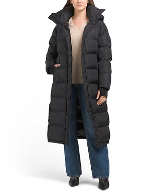 Long Puffer Coat With Detachable Hood