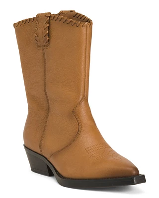 Leather Lance Western Booties For Women