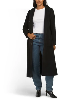 Wool Blend Long Coat For Women