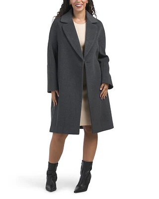 Wool Blend Wrap Coat For Women