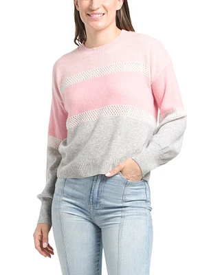 Cashmere Striped Balloon Sleeve Sweater