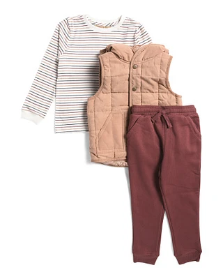 Toddler Boys 3Pc Vest Set With Joggers