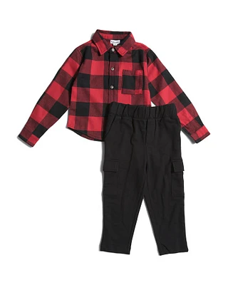 Boys 2Pc Buffalo Check Button Down And Pant Set