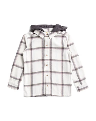 Boys Long Sleeve Hooded Flannel Jacket