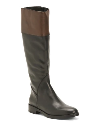 Leather High Shaft Boots With Cognac Top For Women