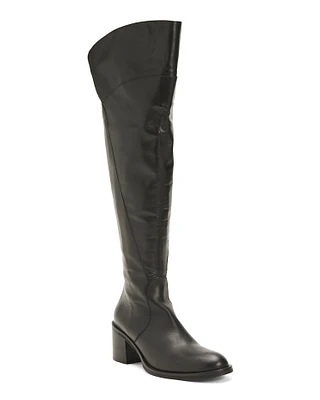 Leather Over The Knee High Shaft Boots For Women