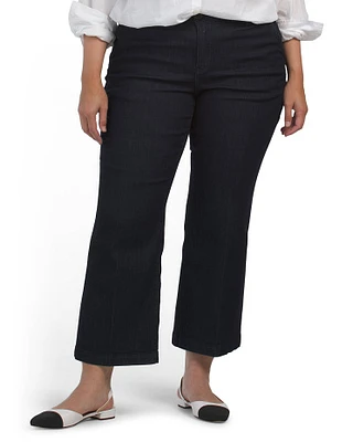 Plus Recycle Slant Pocket Wide Leg Flare Pants For Women