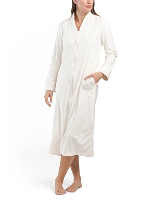 Embossed Velour Long Zip Robe