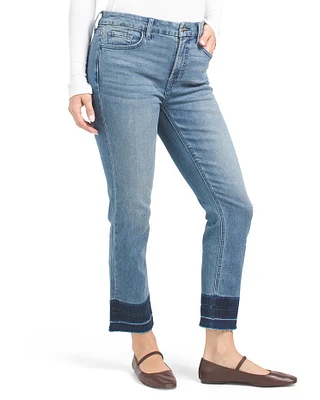 Ankle Straight Leg Jeans With Raw Cuffs For Women