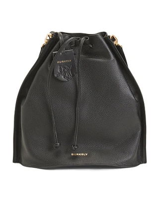 Leather Convertible Backpack Bucket Bag