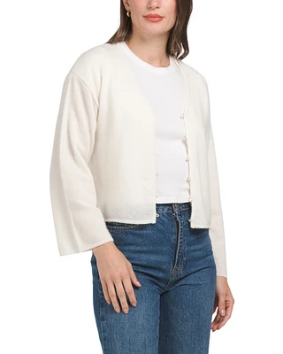 Cashmere Long Sleeve Button Front V Neck Cardigan