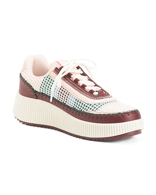 Bandy Lace Up Woven Sneakers For Women